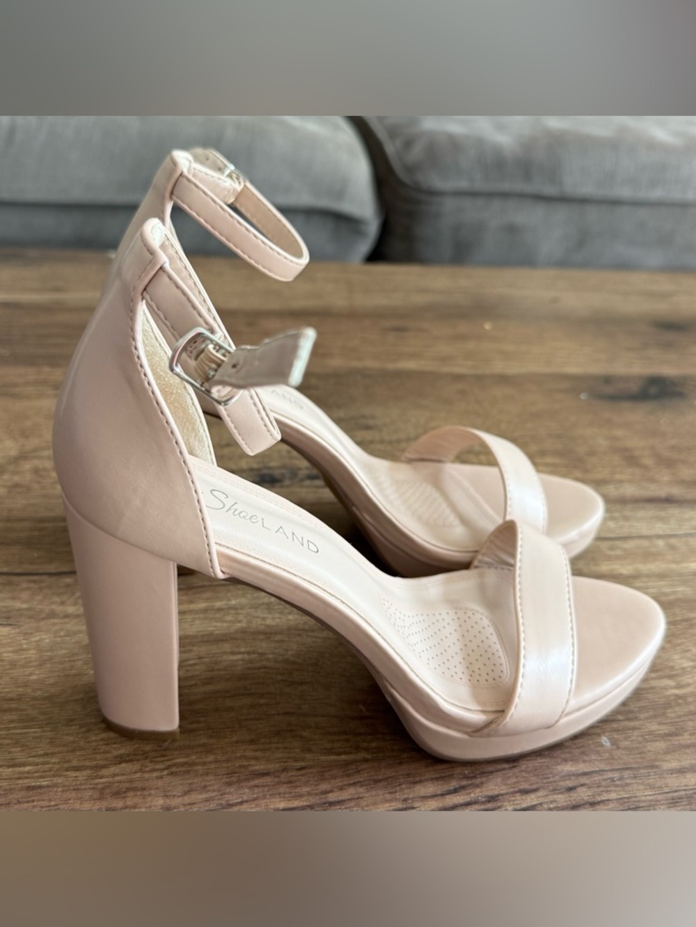 ShoeLand Blush Ankle-Strap Block Heel Sandals